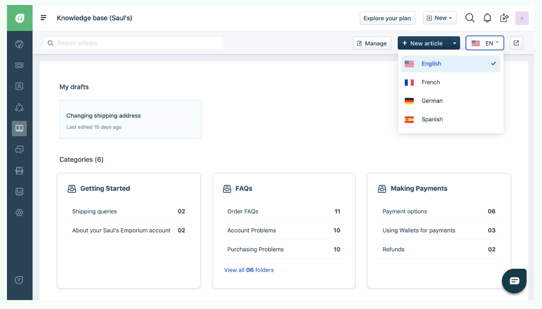 Knowledge base software - Freshdesk