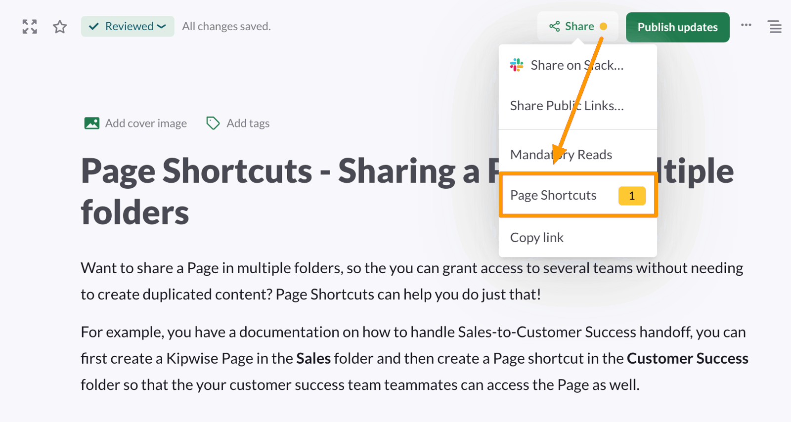 Page Shortcuts